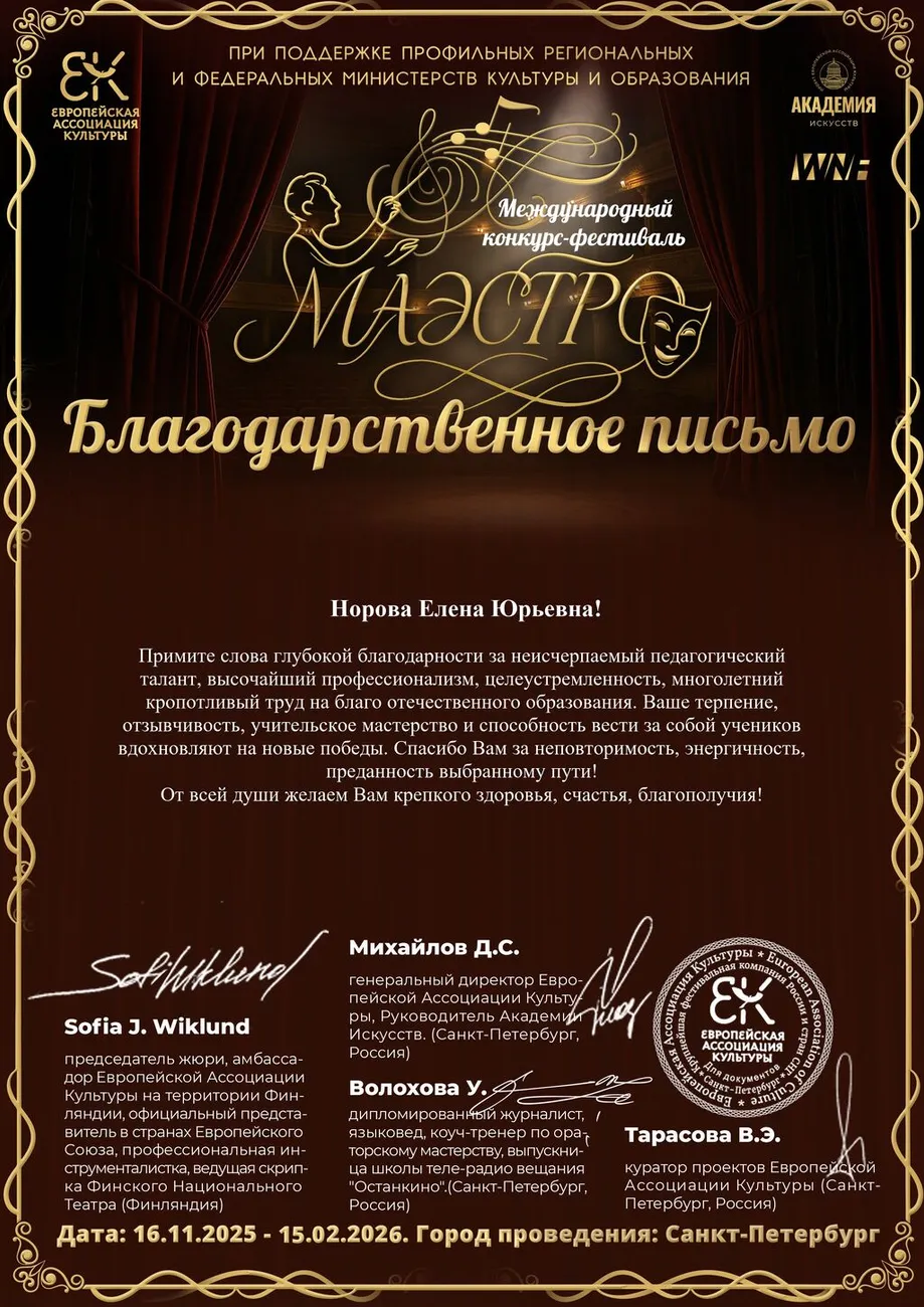 Норова Е.Ю. БП  - Маэстро БП64