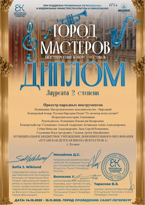 Оркестр народных инструментов - Диплом 2- степени -То ли ветер ветку клонит - Город мастеров Л2