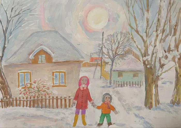 Коханская Милана 11 лет. Первый снег ( гуашь)