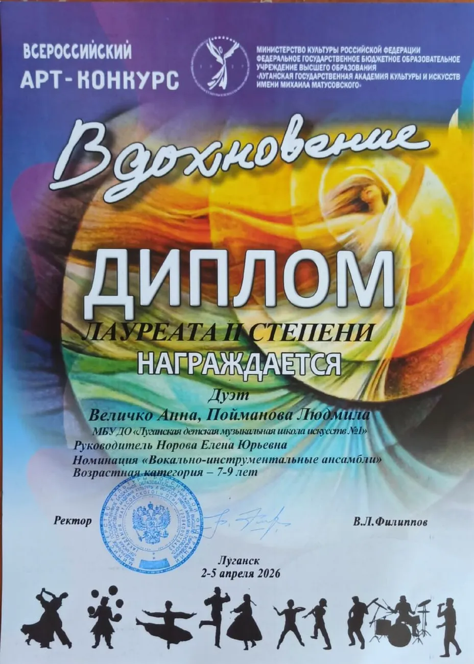 Дуэт - Величко Анна и Пойманова Людмила - диплом 2 степени